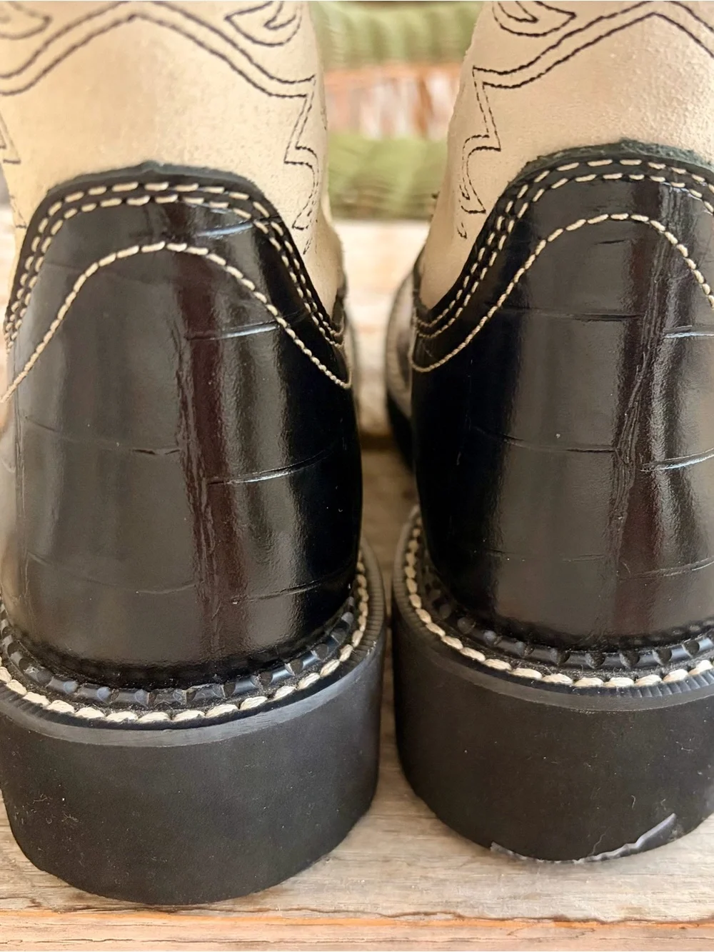 Ariat Fatbaby Kids Cowboy Boots Black Cream Western Size 6